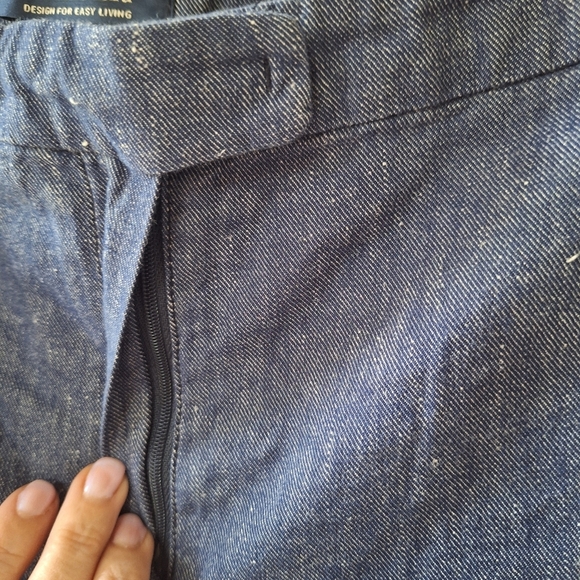 'S Maxmara Womens Crop Linen Blend Relaxed Fit Pants Denim Look Size 10 - Picture 3 of 6